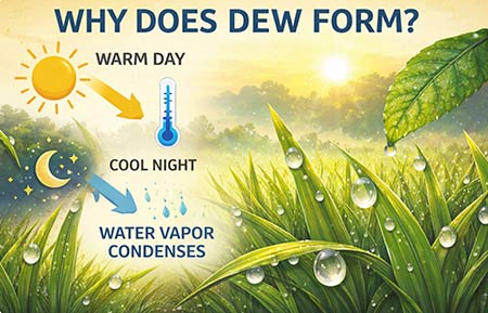 Why does dew form?